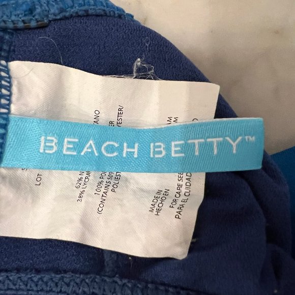 Beach Betty Blue Colorblock One-Piece Swim Suit Size Medium - Picture 5 of 6